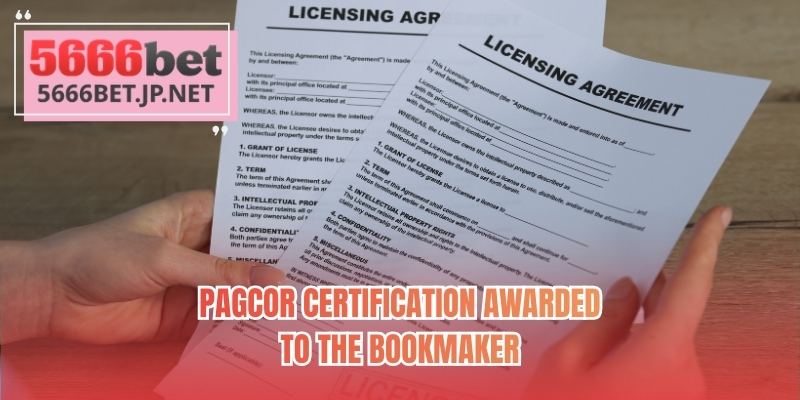PAGCOR certification awarded to the bookmaker